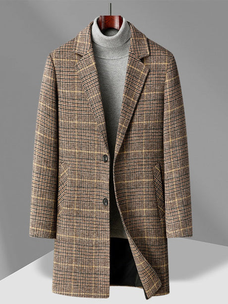 Mid-length Leisure Plaid Cotton Thickening Wool Coat