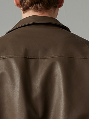 Solid Color Cleanfit Short Leather Jacket Lapel Jacket
