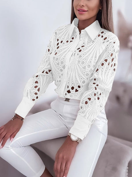 Lace Openwork Long-sleeved Shirt