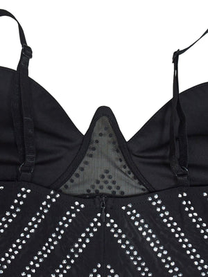 Sleeveless Bodycon Rhinestone Suspenders Slim-fit Party Shiny Maxi Dresses