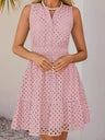 Hollow Holes V-neck Sleeveless A-line Skirt Mini&Short Dresses