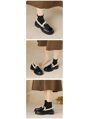 Liber Spring and Autumn Thick-soled Metal Buckle Women's Loafers