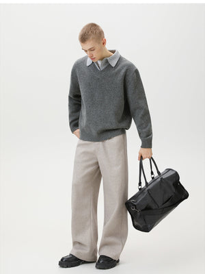 Liber Autumn Men's Fake two-piece lapel sweater