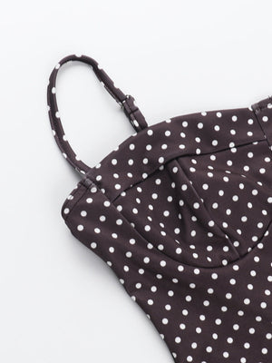 Polka Dot Print Camisole Sexy Backless A-pendulum Short Dress For Cocktail Party