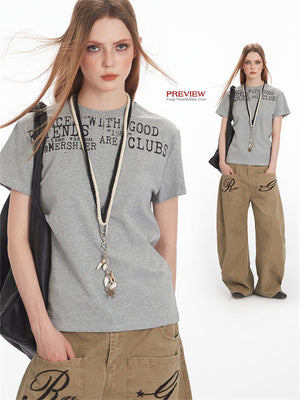 Liber Summer Women's Printed Letter T-shirts