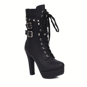 Platform Studded Lace-up Women's Boots