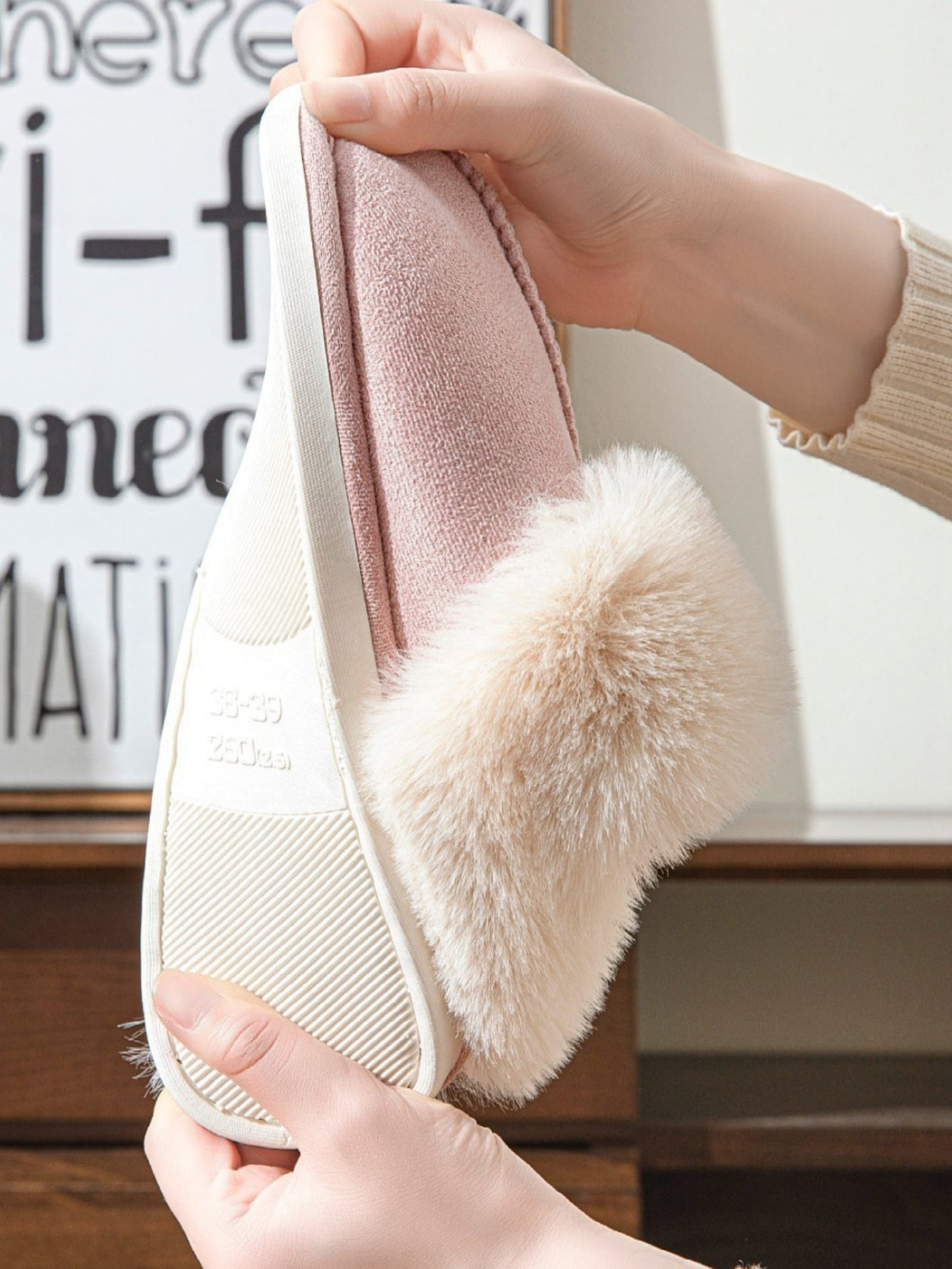 Solid Color Plush Slippers
