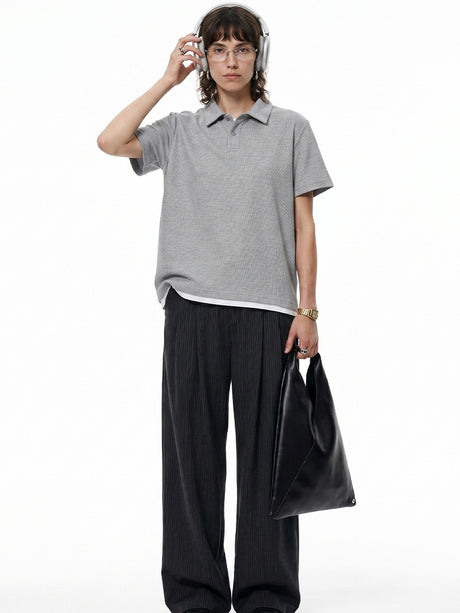 Layered-look Patchwork Business Polo Shirt