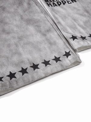 Post-apocalyptic Heavy Industry Distressed Wide-leg Punk Letter Printed Straight-fit Cargo Trousers