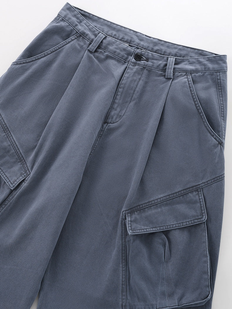 Function Outdoor Recreation Large Pockets Pleated Workwear Wide-leg Pants