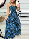 Leopard Print Spaghetti Strap Backless High-waisted And Slimming Maxi Dresses