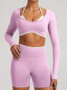 Seamless Faux Two-Piece Exercise And Fitness Yoga Long-sleeved Top