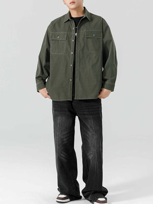 Washed Distressed Work Clothes Shirts Coat