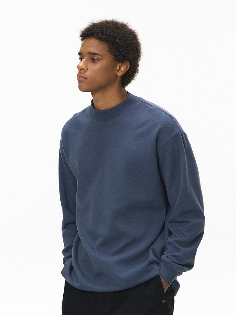 Liber Autumn Neutral wear Ribbed turtleneck Solid Color T-shirts