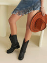 Distressed Low-heeled Western Cowboy Boots
