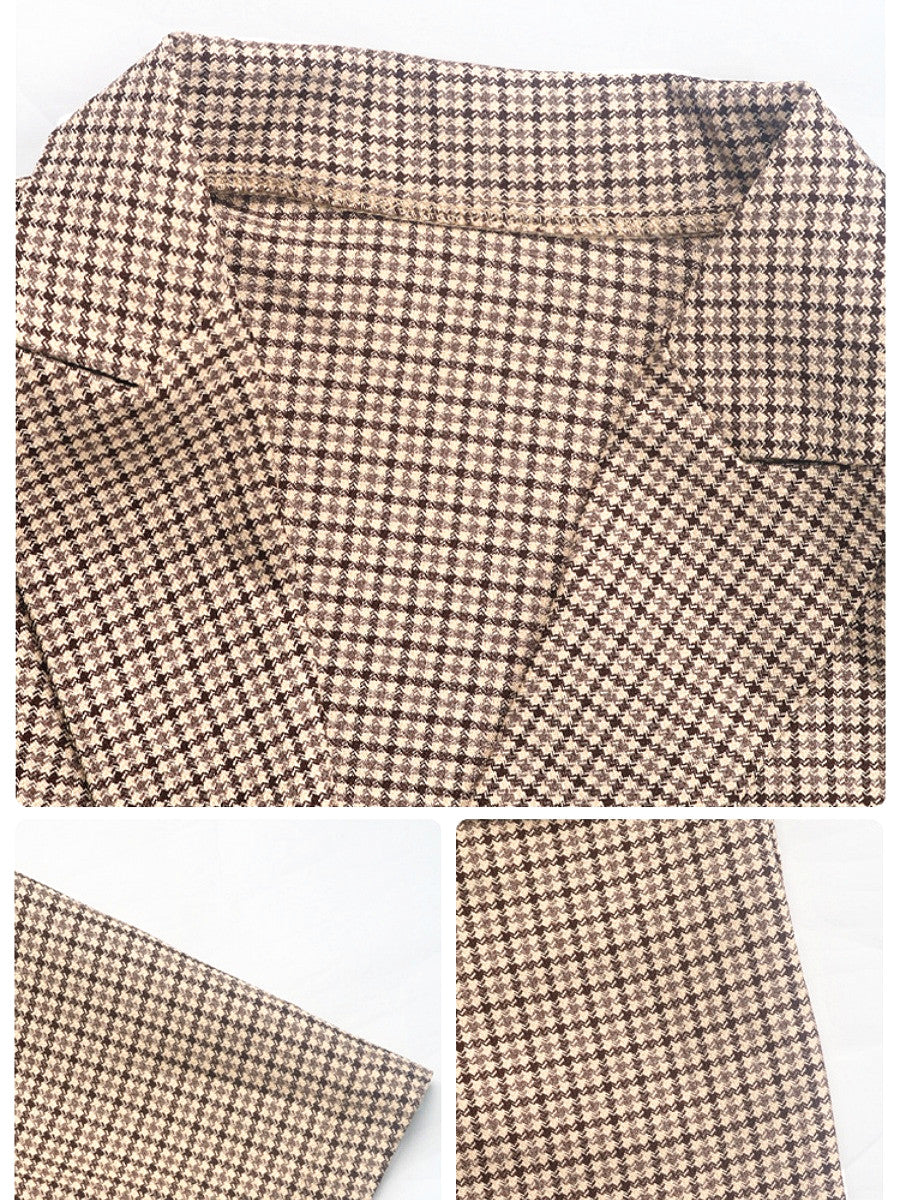 Slim Fit Buttons Plaid Suit Jacket