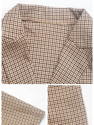 Slim Fit Buttons Plaid Suit Jacket