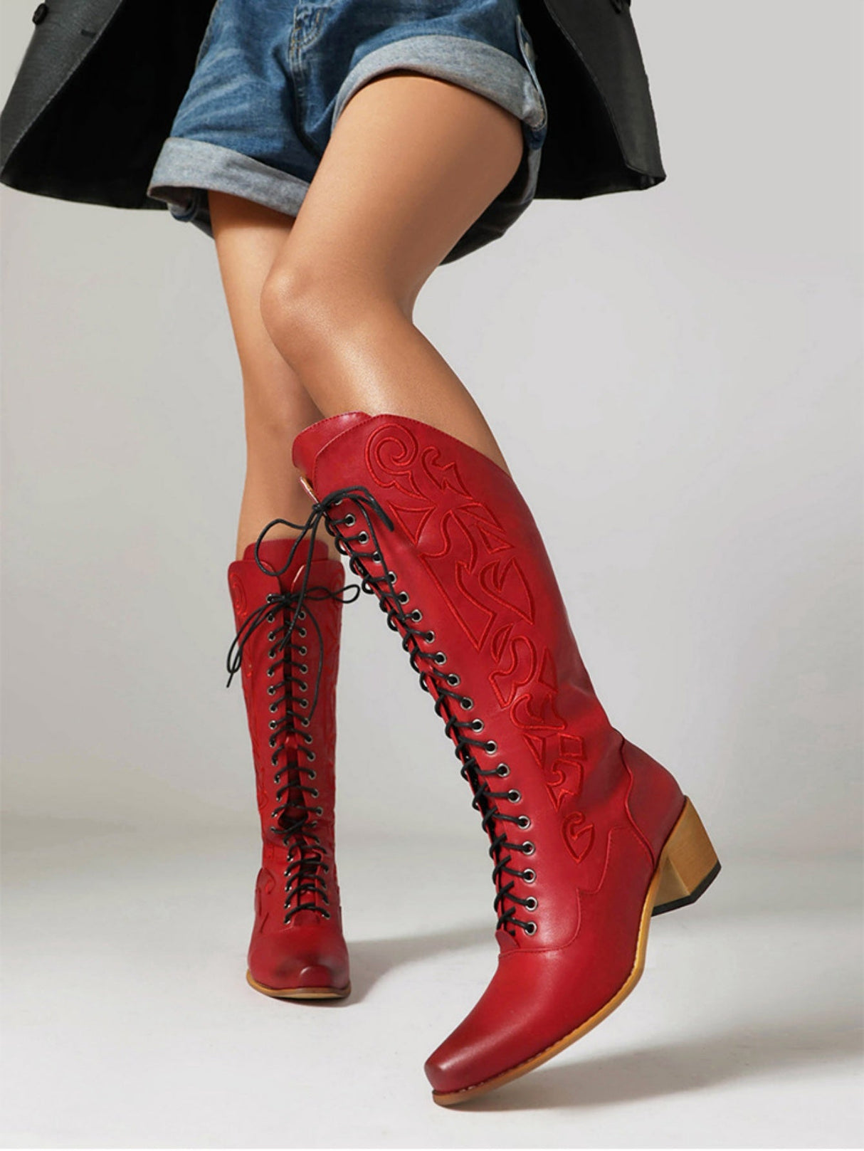 Western Cowboy Embroidered Pointed Toe Mid-calf Women's Boots