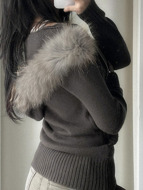 Twisted Dough Sticks Plush Patchwork Hoodies Zipper Sweater Cardigan