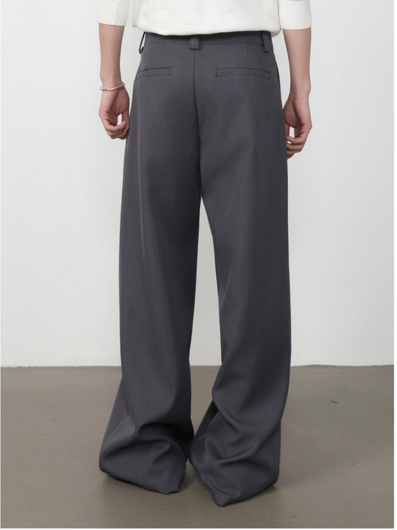 Stereo Double Pleat A-shape Loose-fit Dress Pants Pants