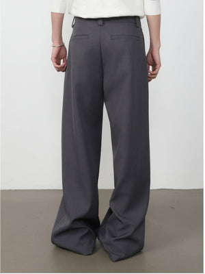 Stereo Double Pleat A-shape Loose-fit Dress Pants Pants