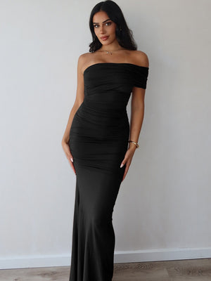Slit Off-shoulder Hip-hugging Formal Dress Maxi Dresses