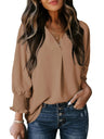 V-neck Long Sleeve Roll Up The Cuffs Shirt T-shirts