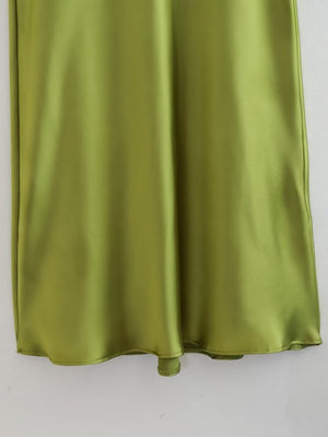 Silk Satin Halter Neck And Backless Maxi Dresses