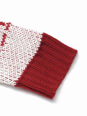 Christmas Red And White Knitted Long-sleeved Round Neck Bottoming Shirt Top Sweater