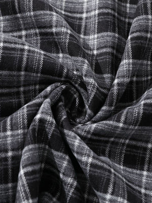 Liber Autumn Neutral wear Beading Plaid Shirts