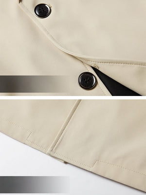 Business Notch-Lapel Single-Breasted Mid-Length Trench Coat