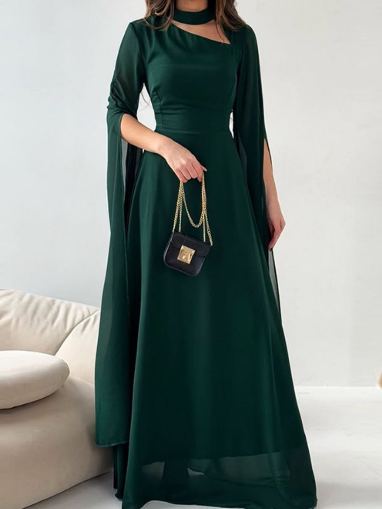 Flying Sleeves Hollow Out Back Strap Maxi Dresses
