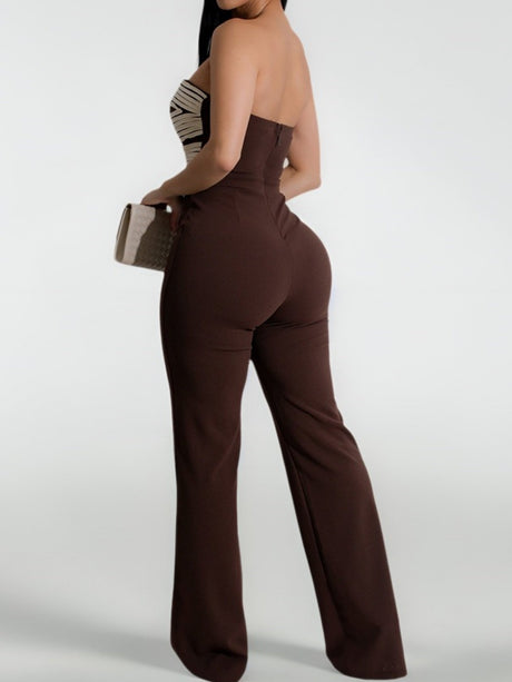 Handwoven Ribbon Strapless Backless Jumpsuits
