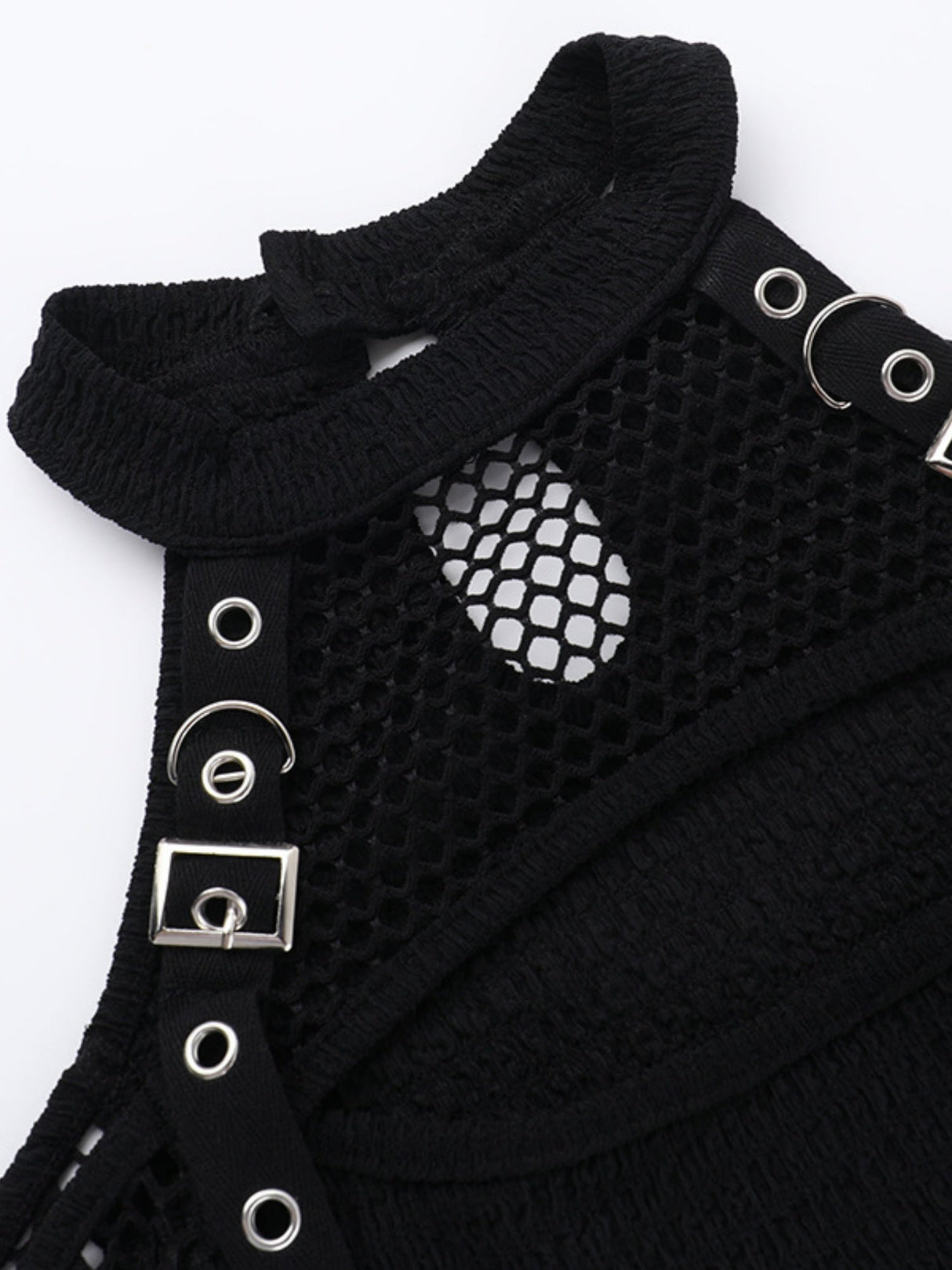 Y2K Hollow Out Off-shoulder Grid Splicing Long-sleeved T-shirt