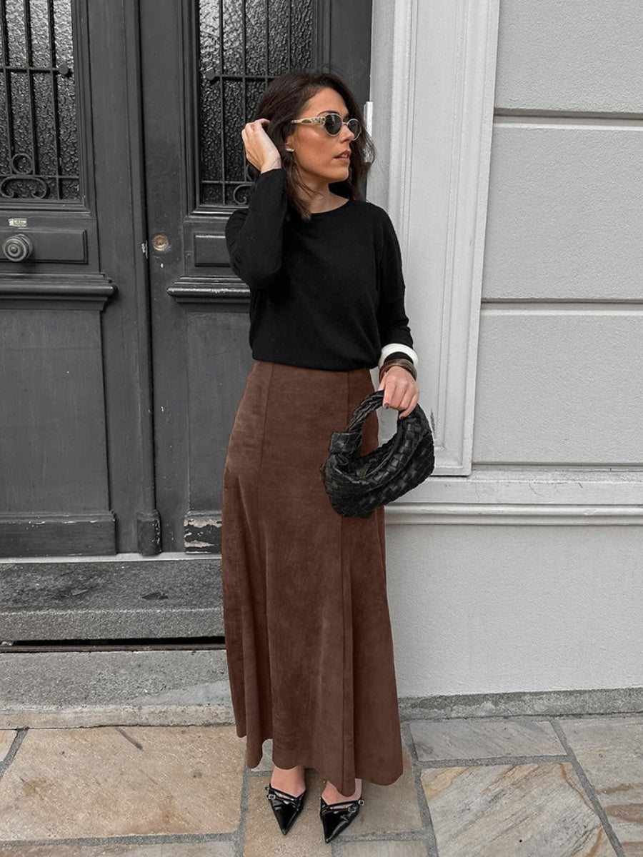 Straight zipper maxi skirt