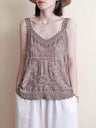 Cotton Linen Embroidered V-neck Camisole