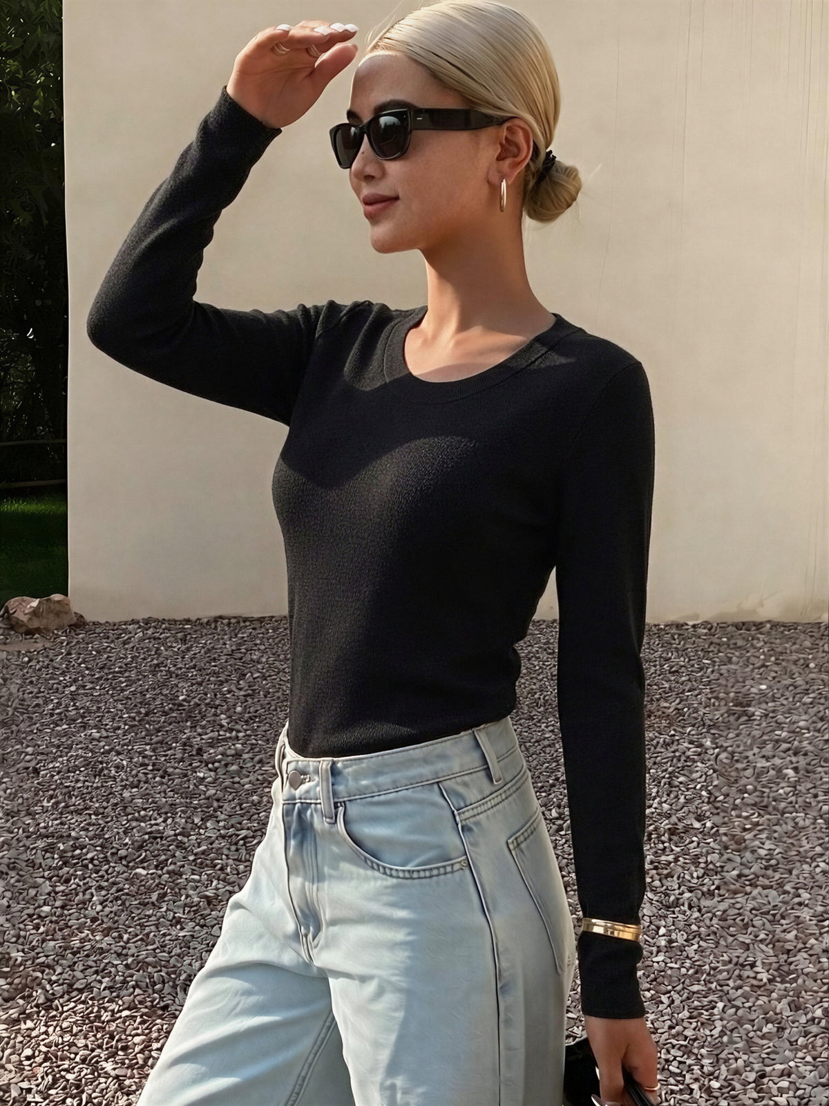 100% Wool Crew Neck Long-Sleeve Sweater