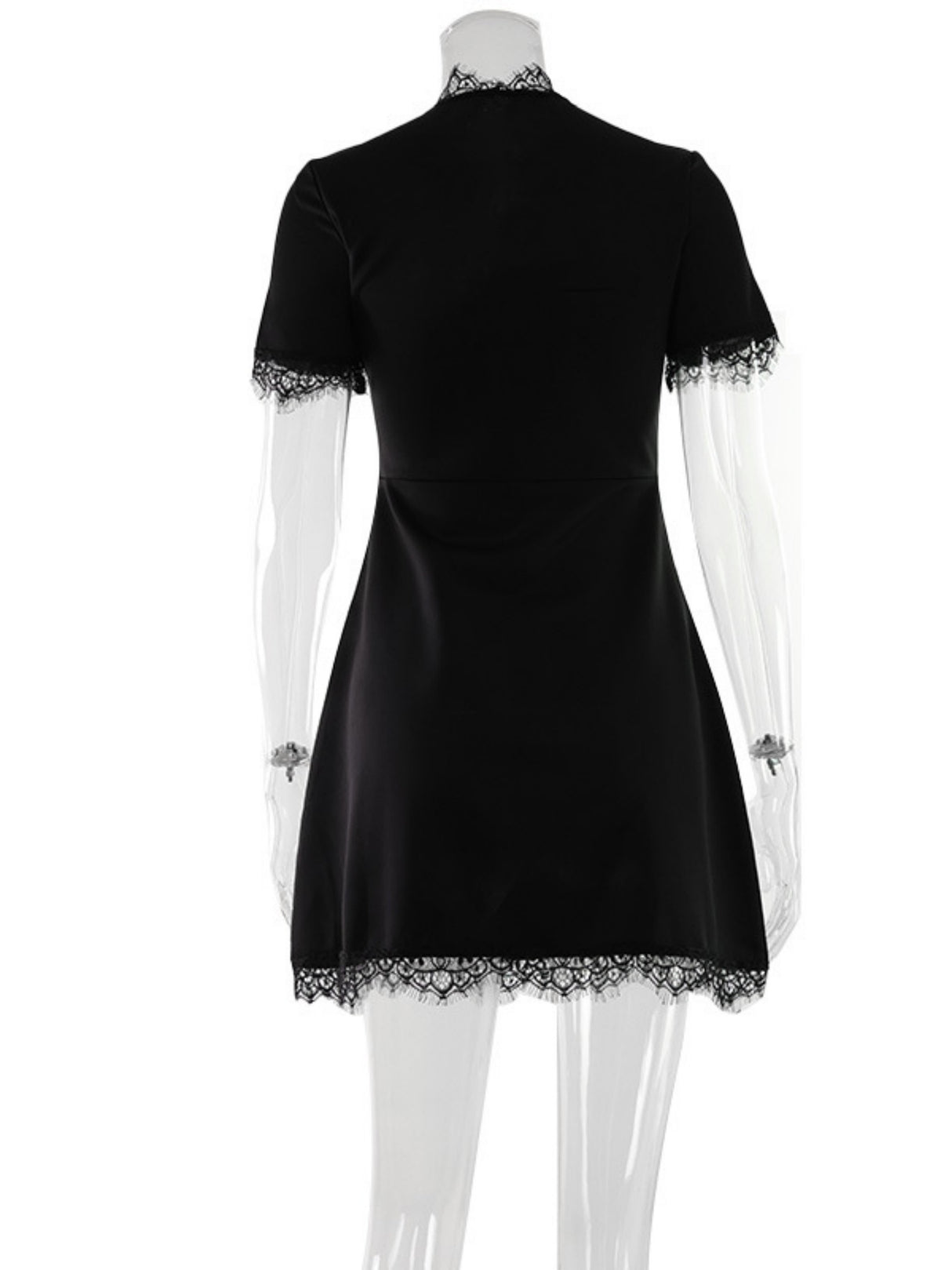Lace Trim Hollow Out Waist Shaping Mini&Short Dresses
