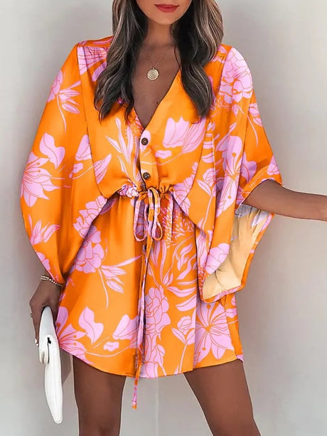 V-neck Tie For A Casual Vacation Look Mini&Short Dresses