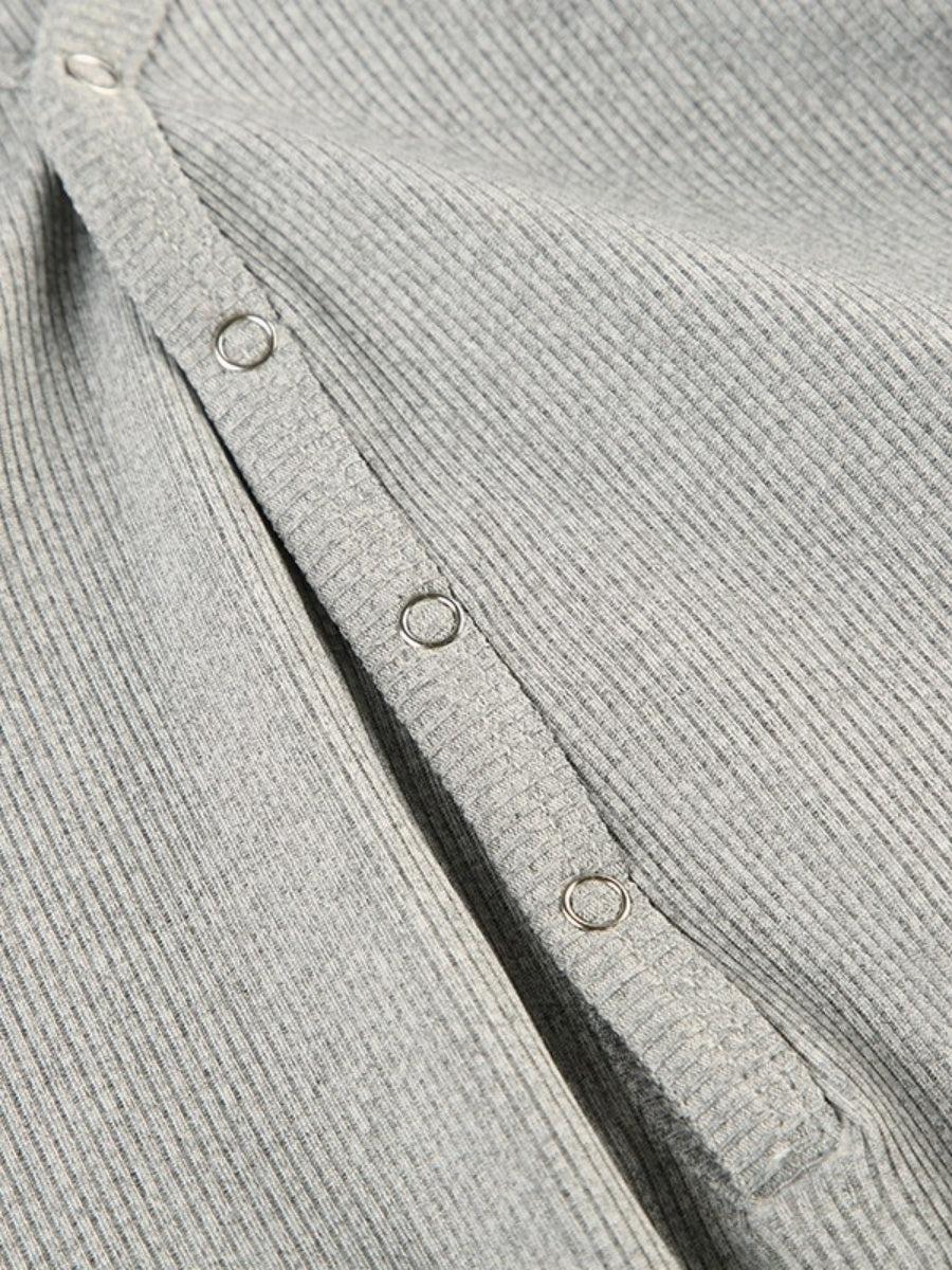 Deep V-neck Buttons Slim Fit Long Sleeve Shorts Sports Sexy Soft Comfortable Bodysuit/pants