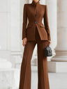Single-button Blazer Long Suit Pants 2-piece Sets