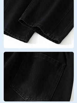 Lateral Bone Splicing All-match Loose Straight Leisure Jeans