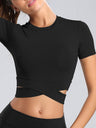 Cross Neck Tight-fitting Shorts Exercise And Fitness Yoga Short-sleeved T-shirt