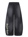 Letter Printed Machete Wide-leg Hip Hop Spray Dyeing Make Dirty Mopping Sweatpants