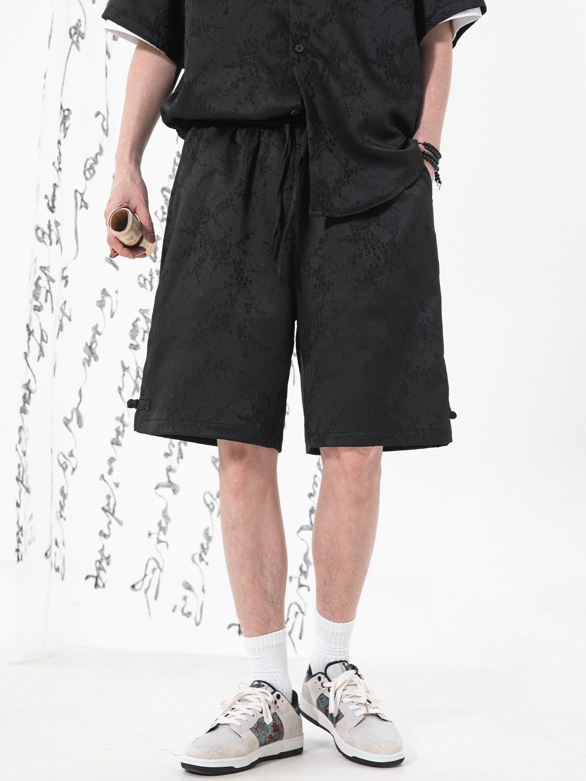 New Chinese Style Plum Bossom Breathable Shorts