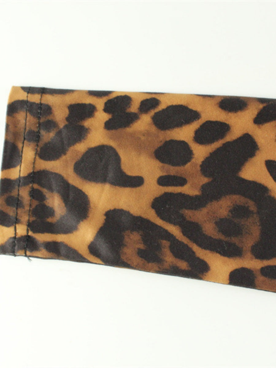 One-shoulder Collar Leopard Long Sleeve Slim Fit High Waist Bodysuits