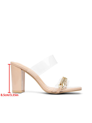 Women's High-heeled Sandals With Metal Chain
