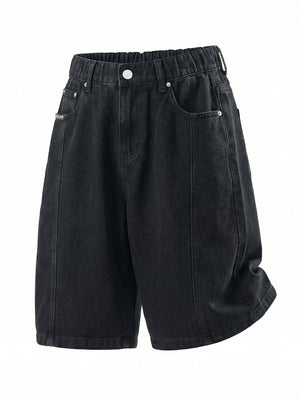 Washed Patchwork Five Points Denim Shorts