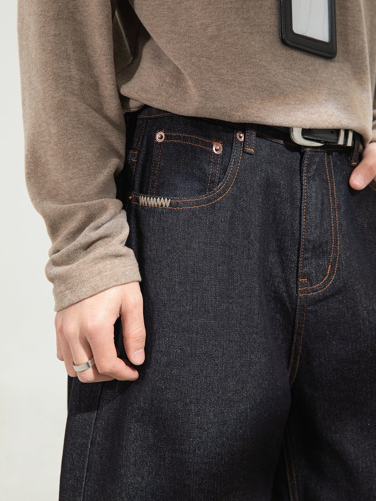 Retro Color-blocked Loose-fit Straight-fit Jeans