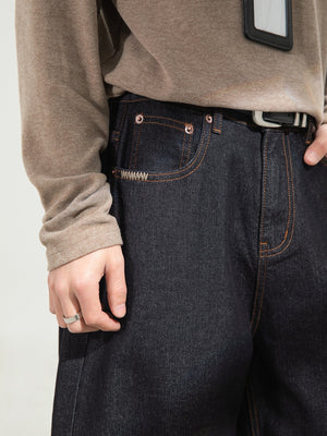 Retro Color-blocked Loose-fit Straight-fit Jeans